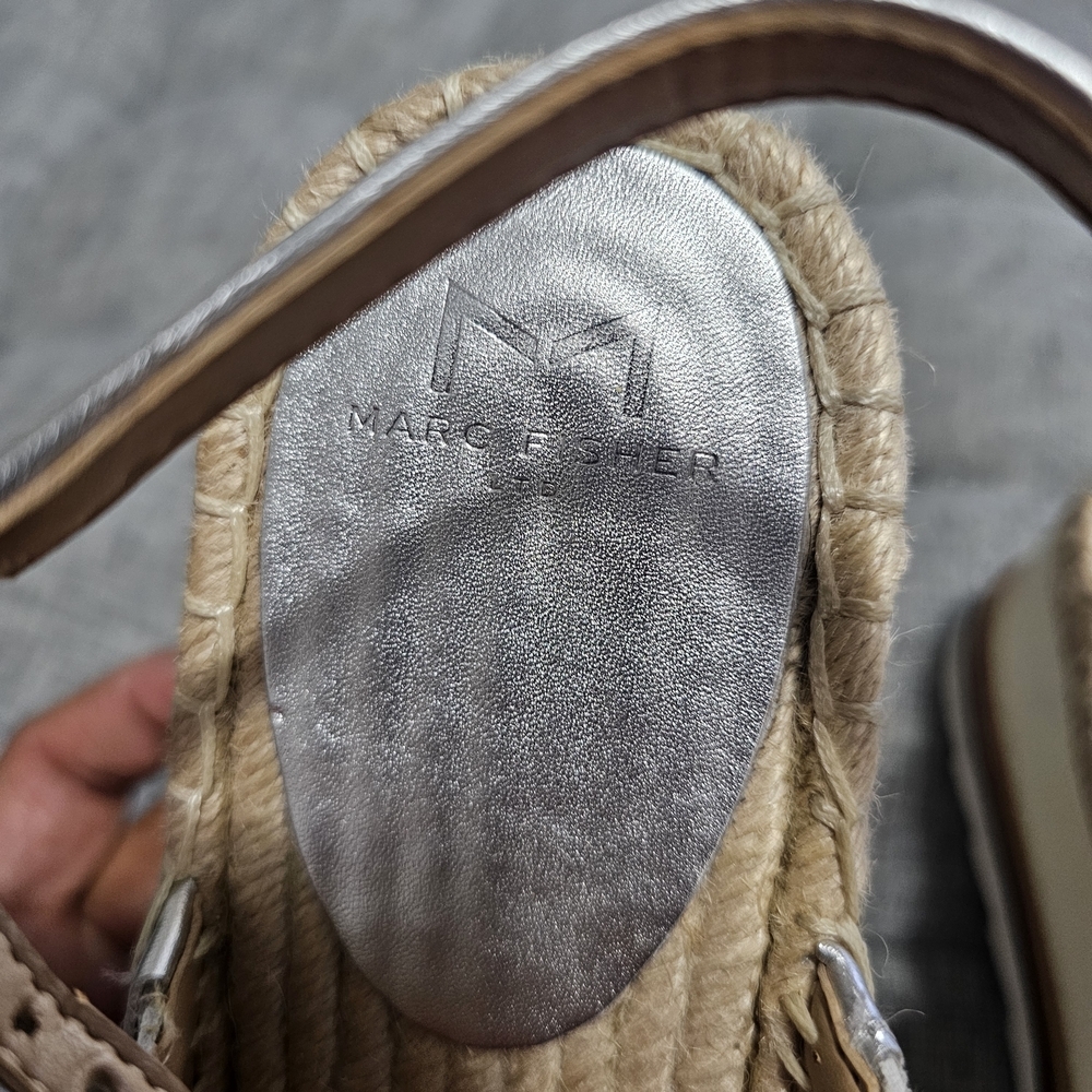 Marc Fisher Silver Braided Women's Sandals Platform Size 8m - Picture 2 of 6